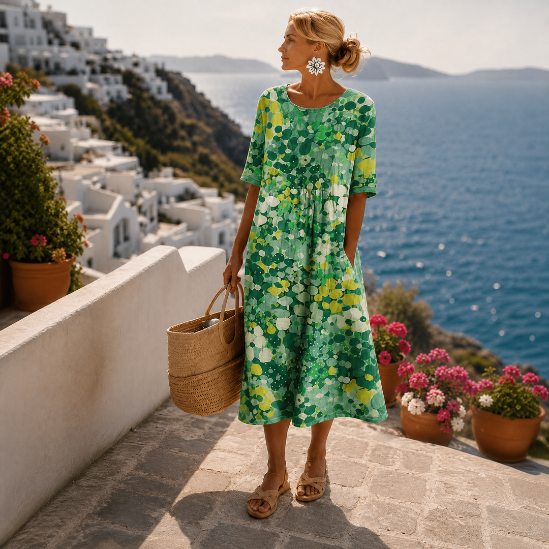 Ellia | Women's Vintage-Style Midi Dress with Floral Pattern
