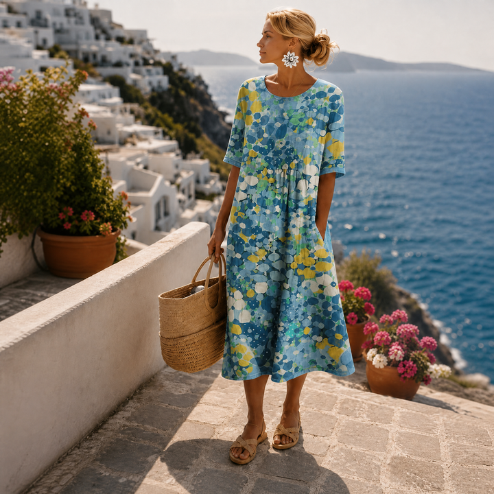 Ellia | Women's Vintage-Style Midi Dress with Floral Pattern