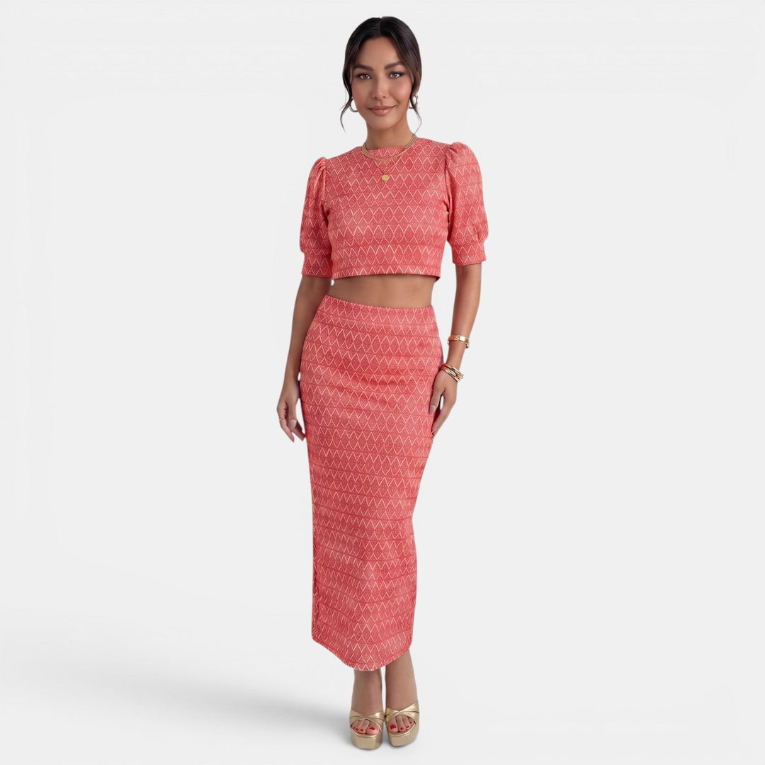 Renata | Women's set with a cropped top and midi skirt