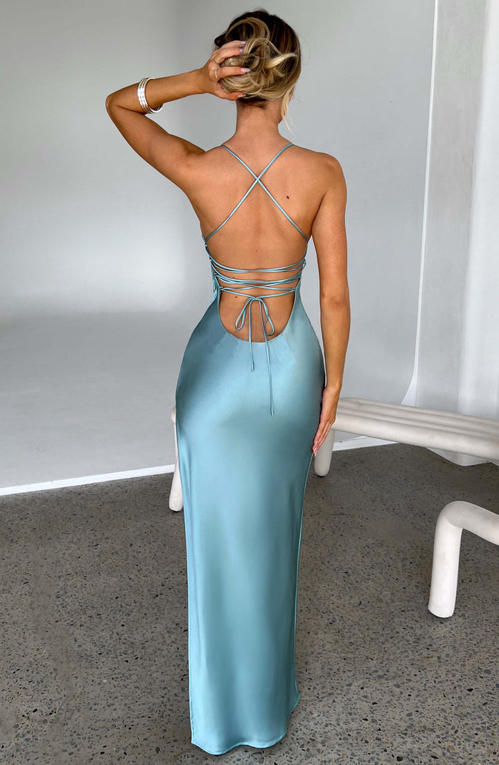 Women's Spaghetti Strap Dress with Simple Neckline, Fitted Cut, Sleeveless | Maxi