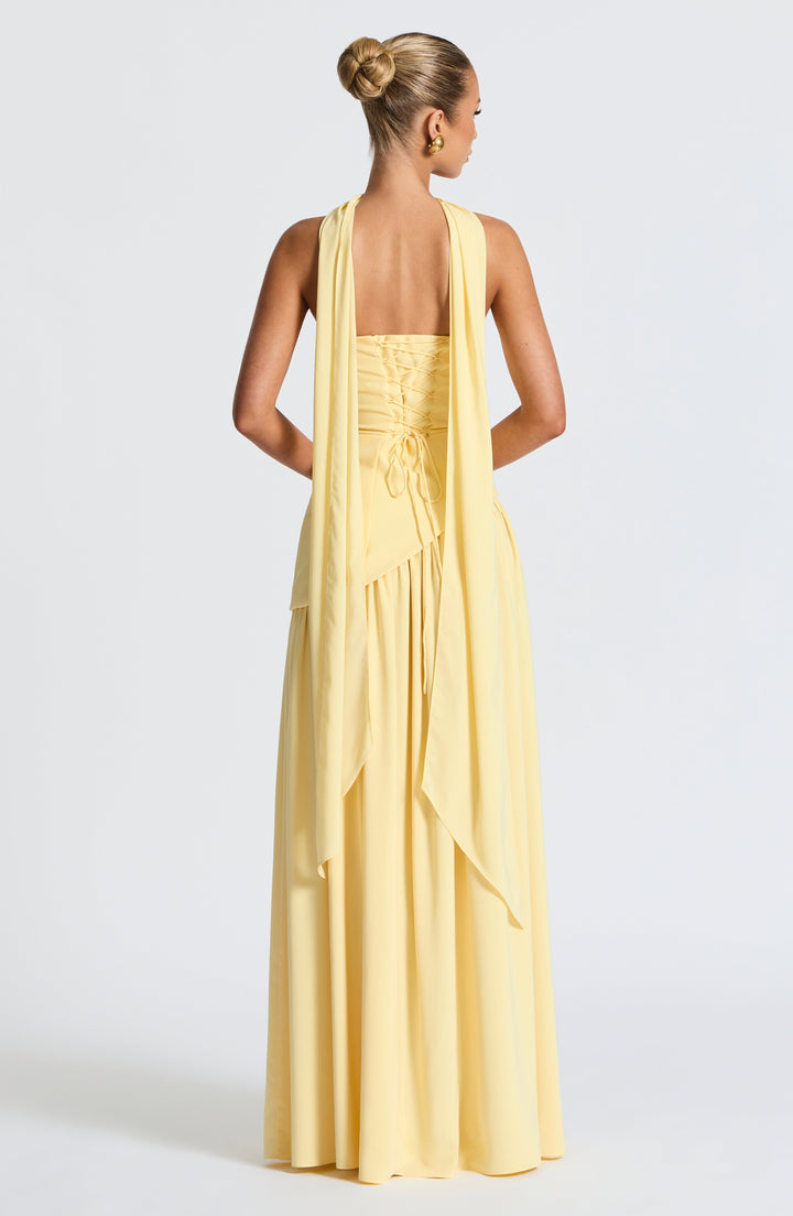Women's sleeveless dress with Bardot neckline and high slit | Long