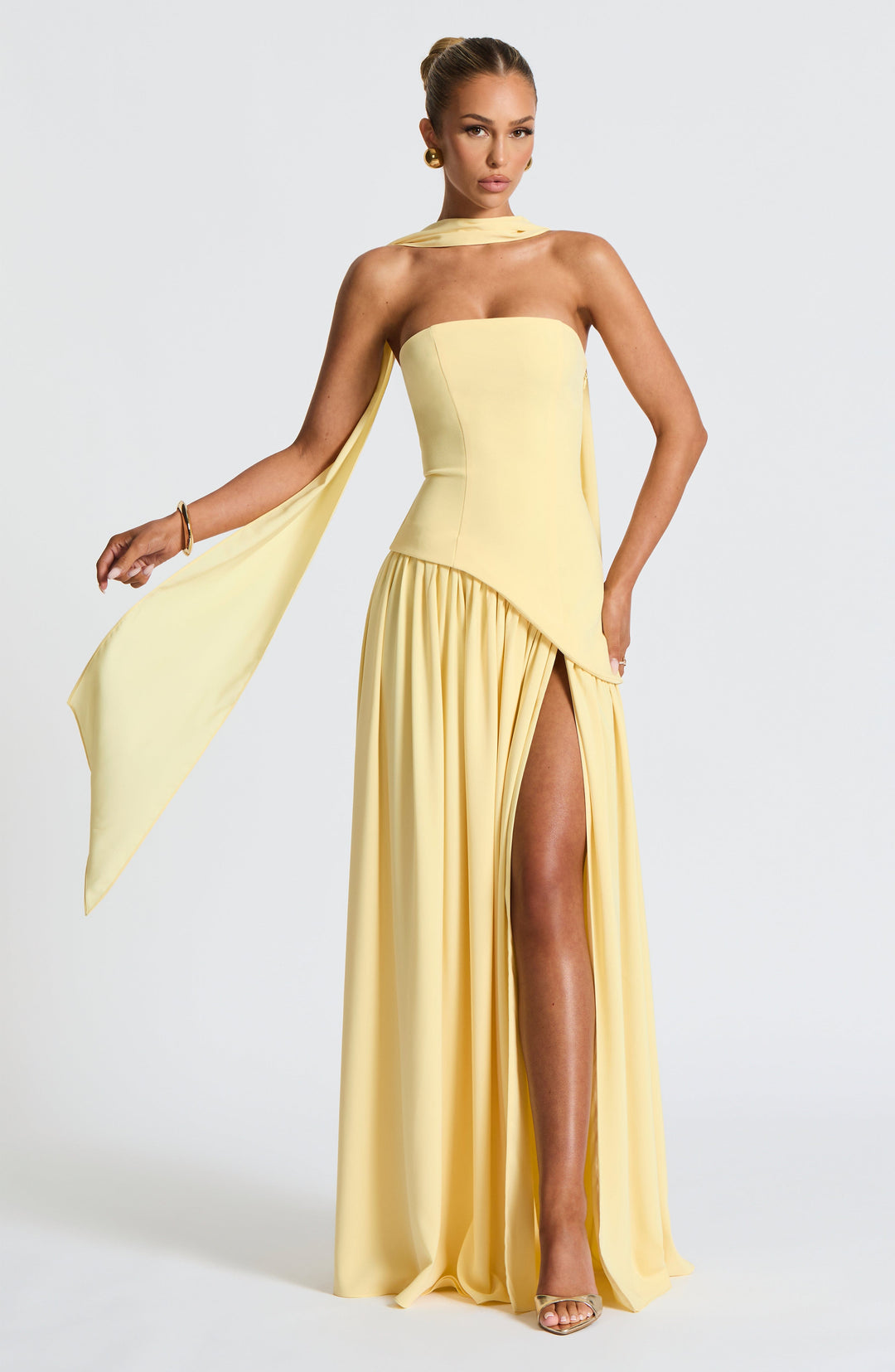 Women's Strapless High Slit Asymmetric Waist Sleeveless Dress | Maxi