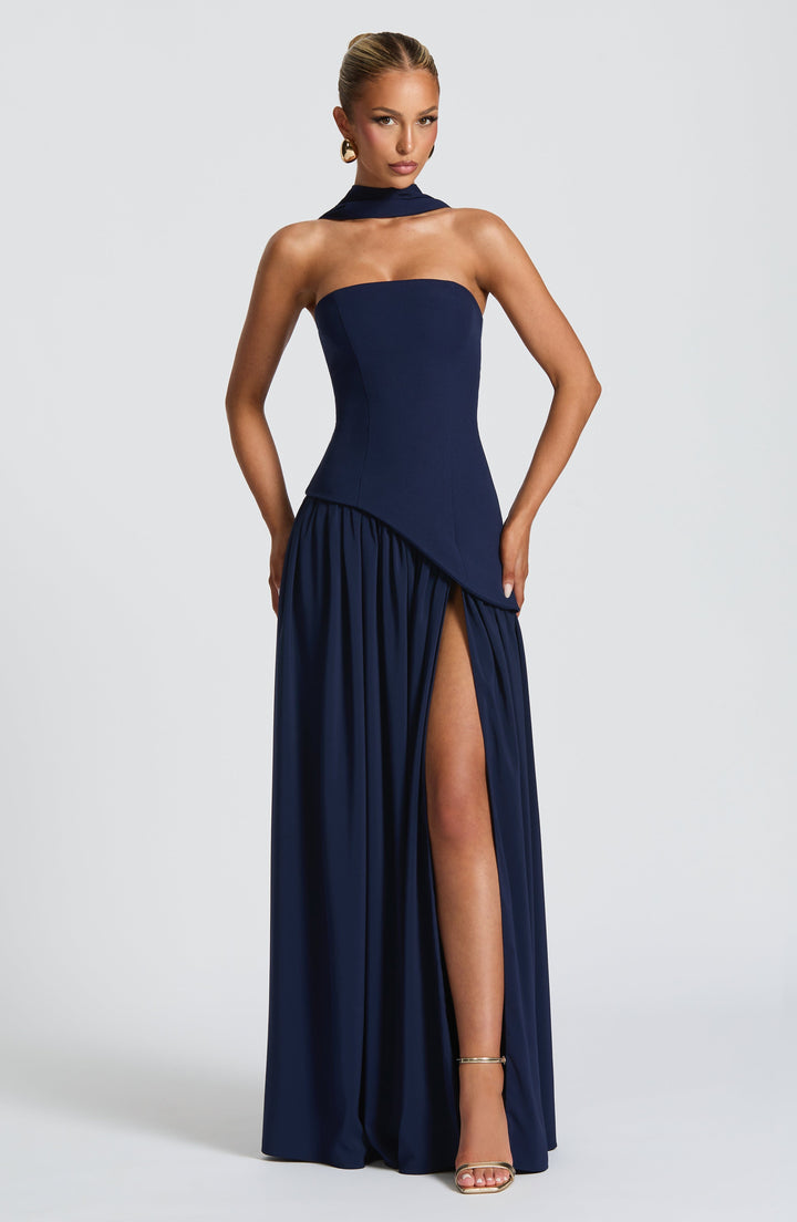 Women's Strapless High Slit Asymmetric Waist Sleeveless Dress | Maxi