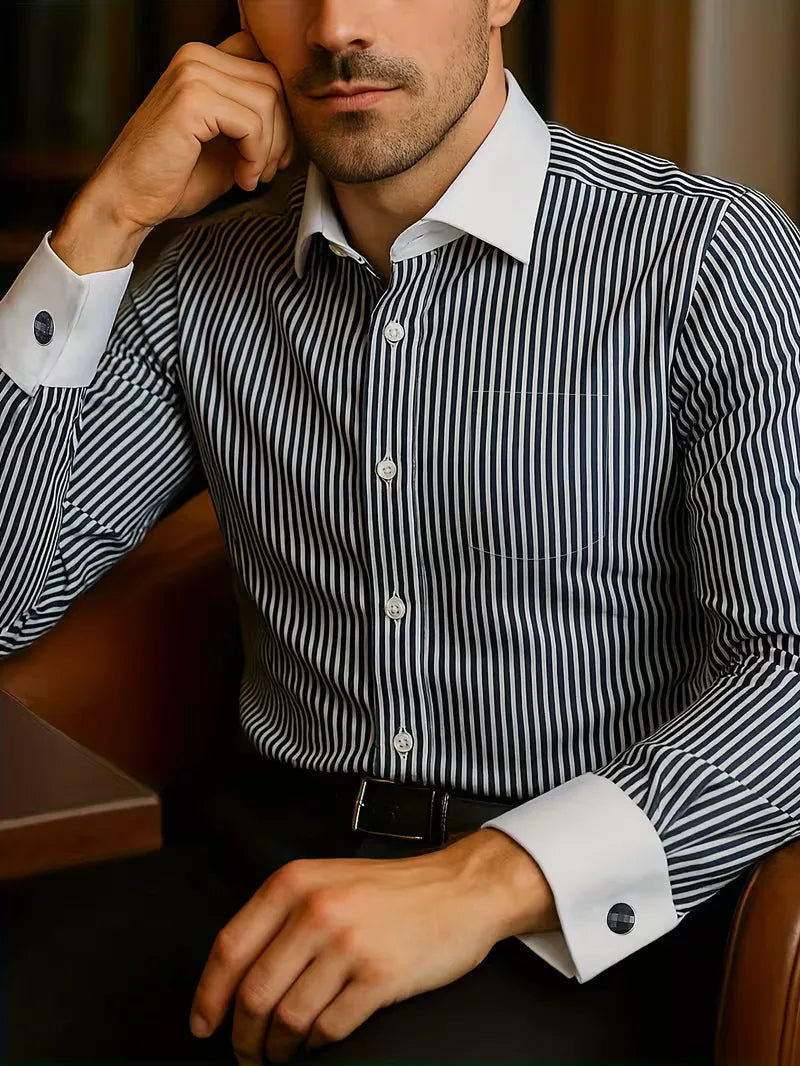 Adrian | Męska Koszula Biznesowa Slim Fit z Klasycznym Kołnierzem