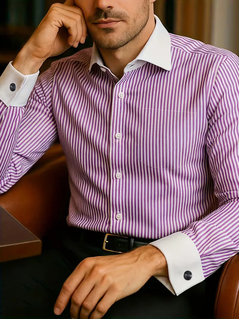 Adrian | Męska Koszula Biznesowa Slim Fit z Klasycznym Kołnierzem