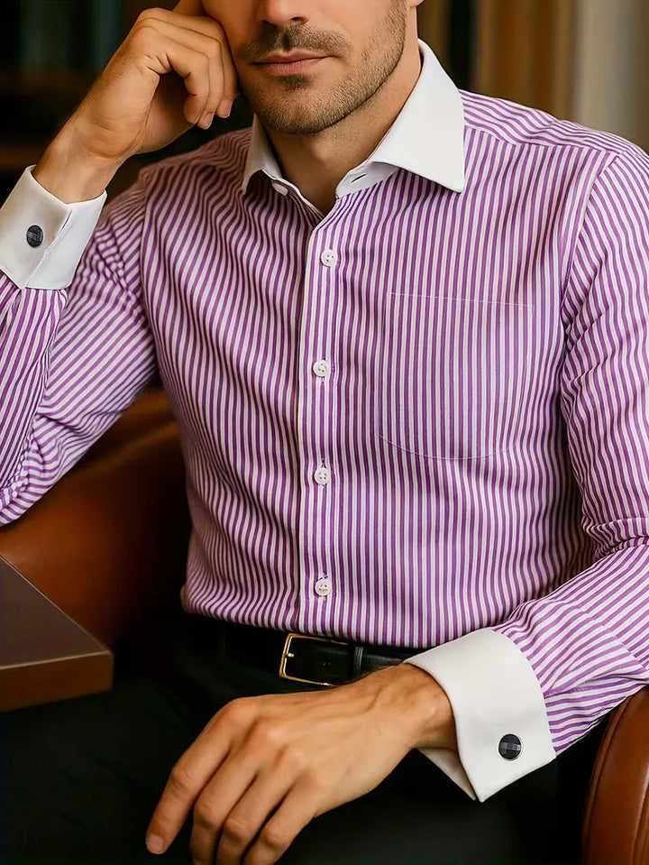 Adrian | Męska Koszula Biznesowa Slim Fit z Klasycznym Kołnierzem