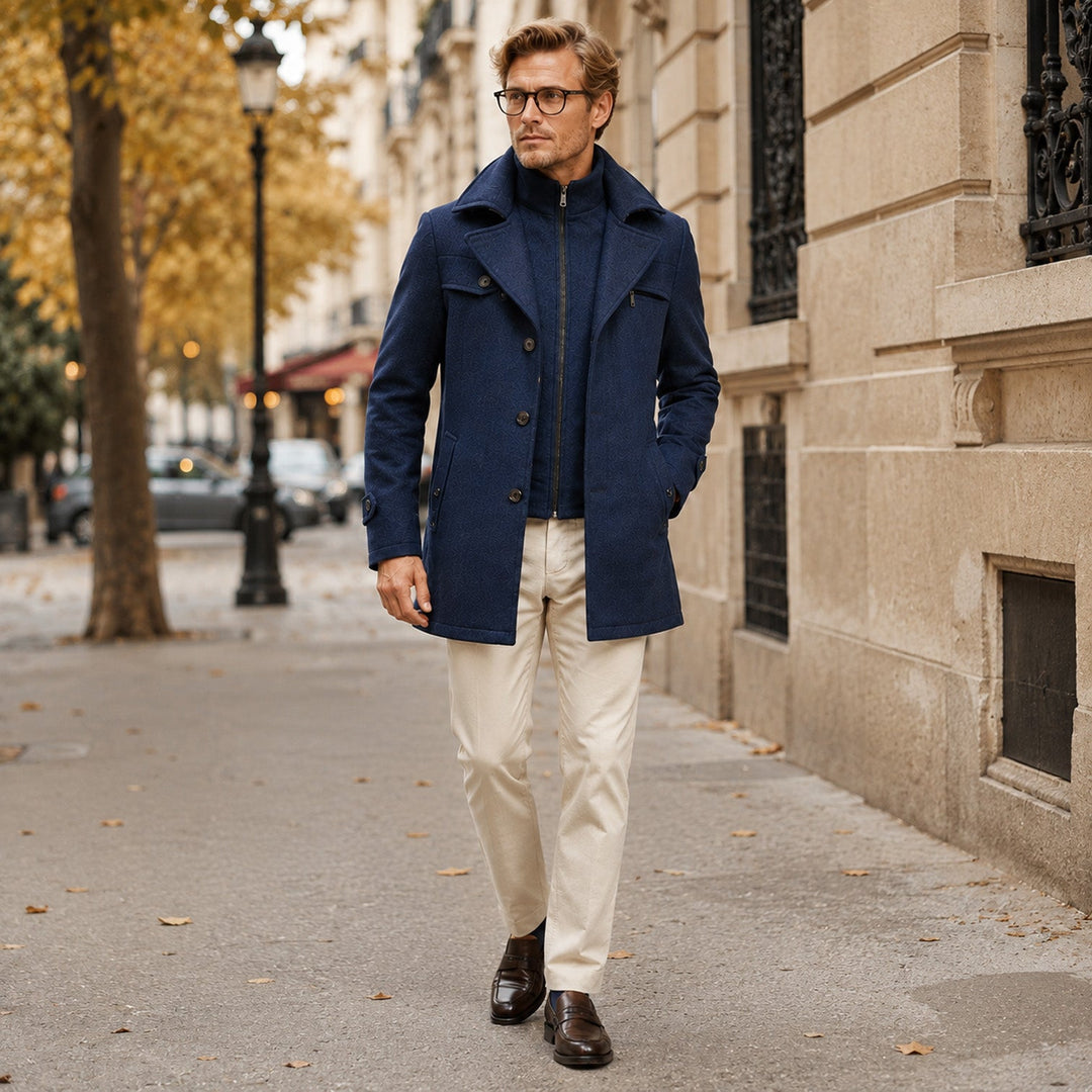 Edward | Męski Klasyczny Płaszcz w Stylu Wełnianym