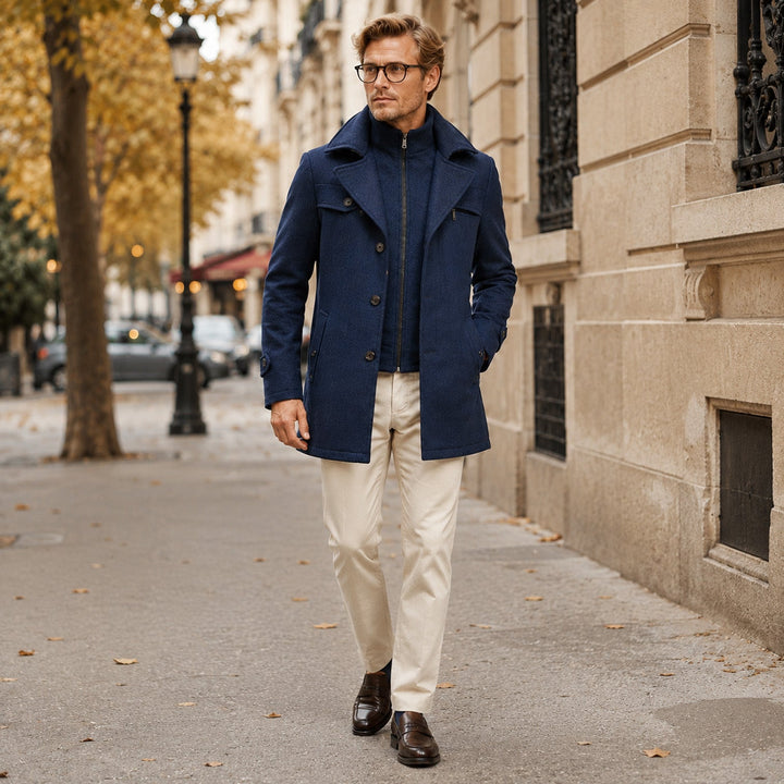 Edward | Męski Klasyczny Płaszcz w Stylu Wełnianym