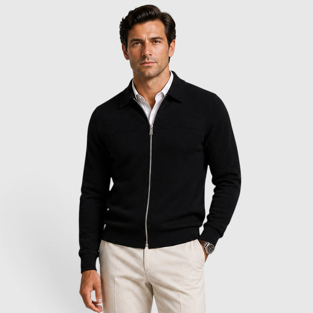 Oliver | Men's Knit Sweater with a Zip Fastening and Classic Collar