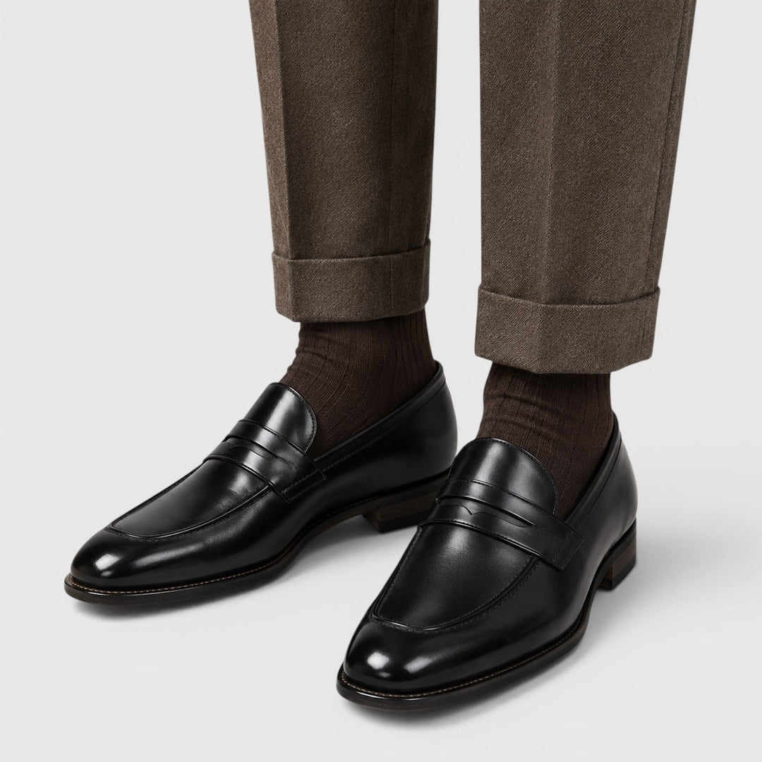 Leon | Męskie Loafersy w Stylu Skórzanym z Kwadratowym Noskiem