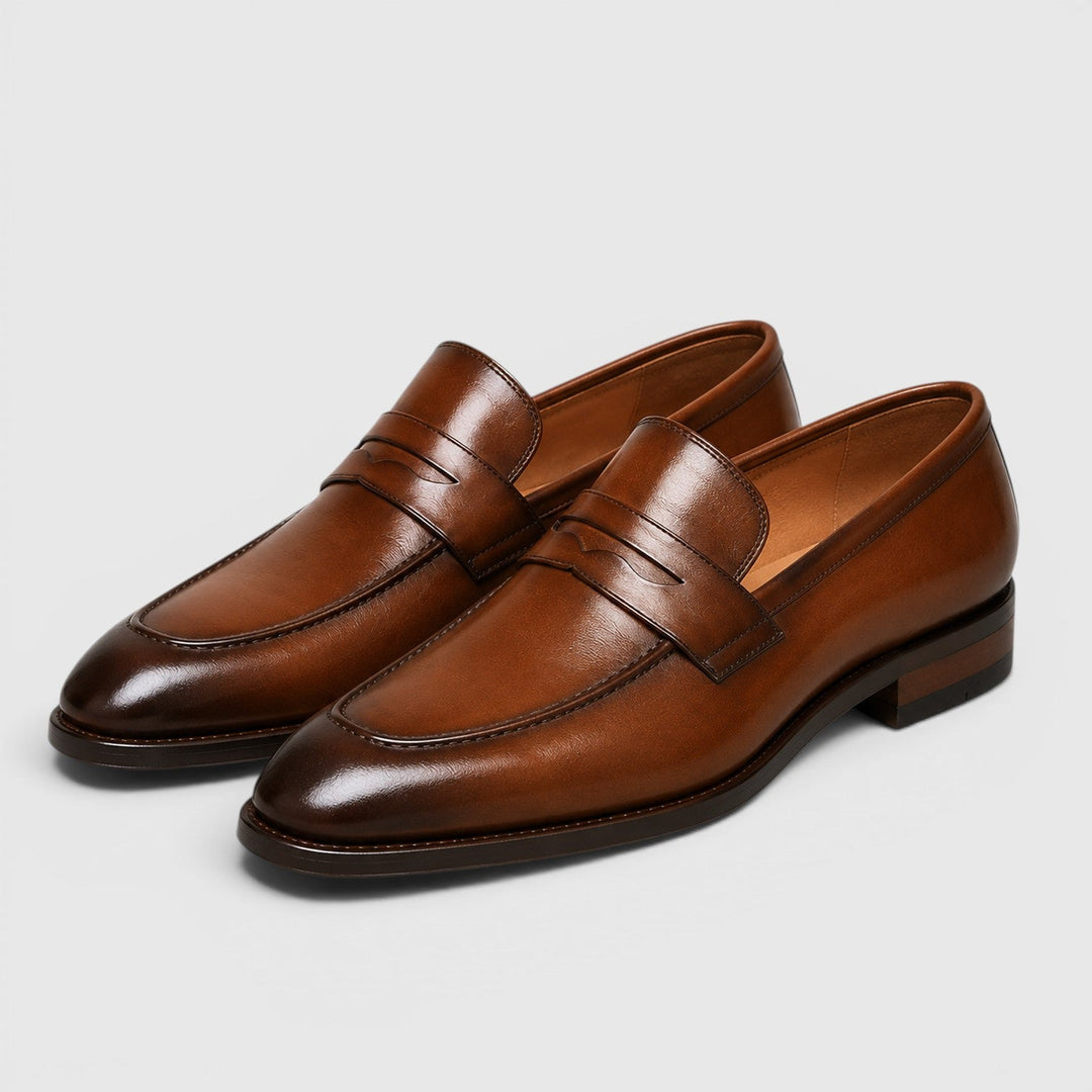 Leon | Męskie Loafersy w Stylu Skórzanym z Kwadratowym Noskiem