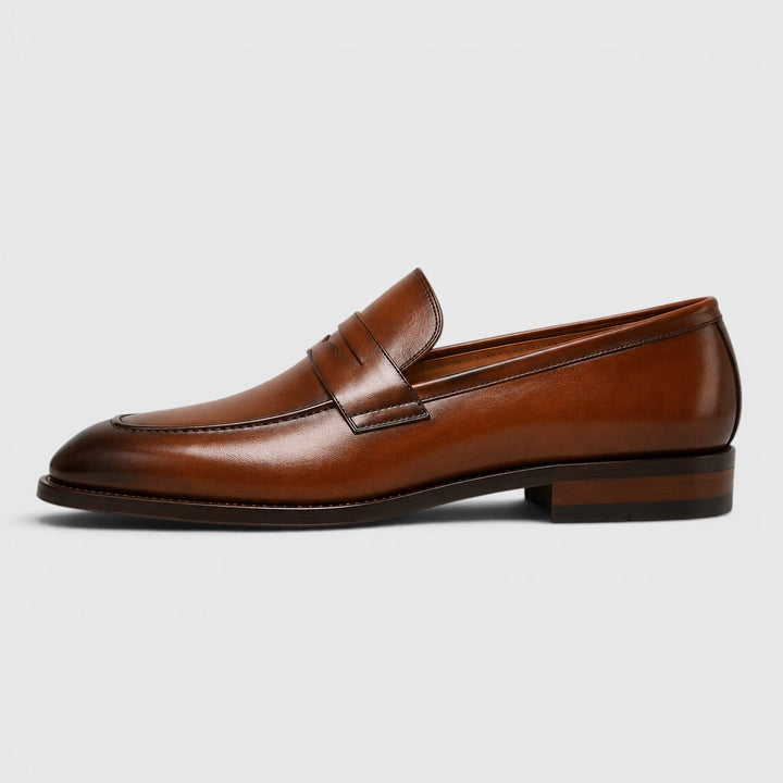 Leon | Męskie Loafersy w Stylu Skórzanym z Kwadratowym Noskiem