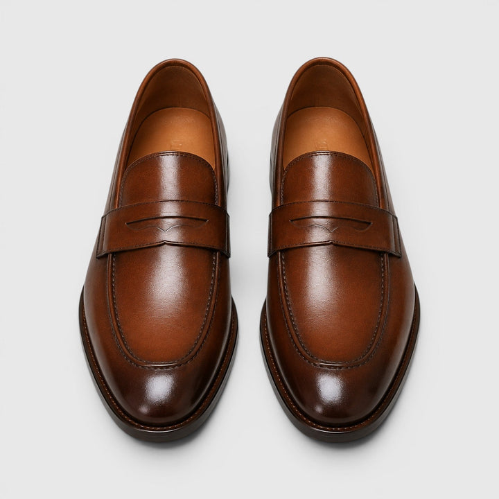 Leon | Męskie Loafersy w Stylu Skórzanym z Kwadratowym Noskiem