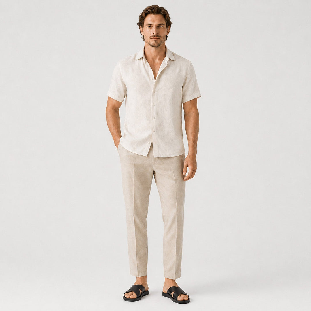 Mateo | Men’s Leather-Style Slides with Crossed Straps and Non-Slip Sole
