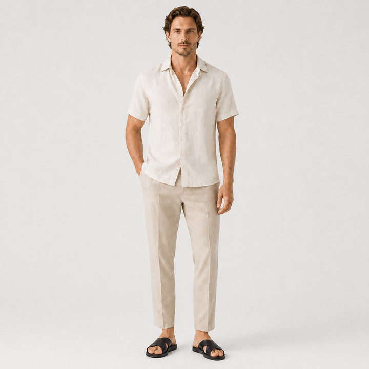 Mateo | Men’s Leather-Style Slides with Crossed Straps and Non-Slip Sole