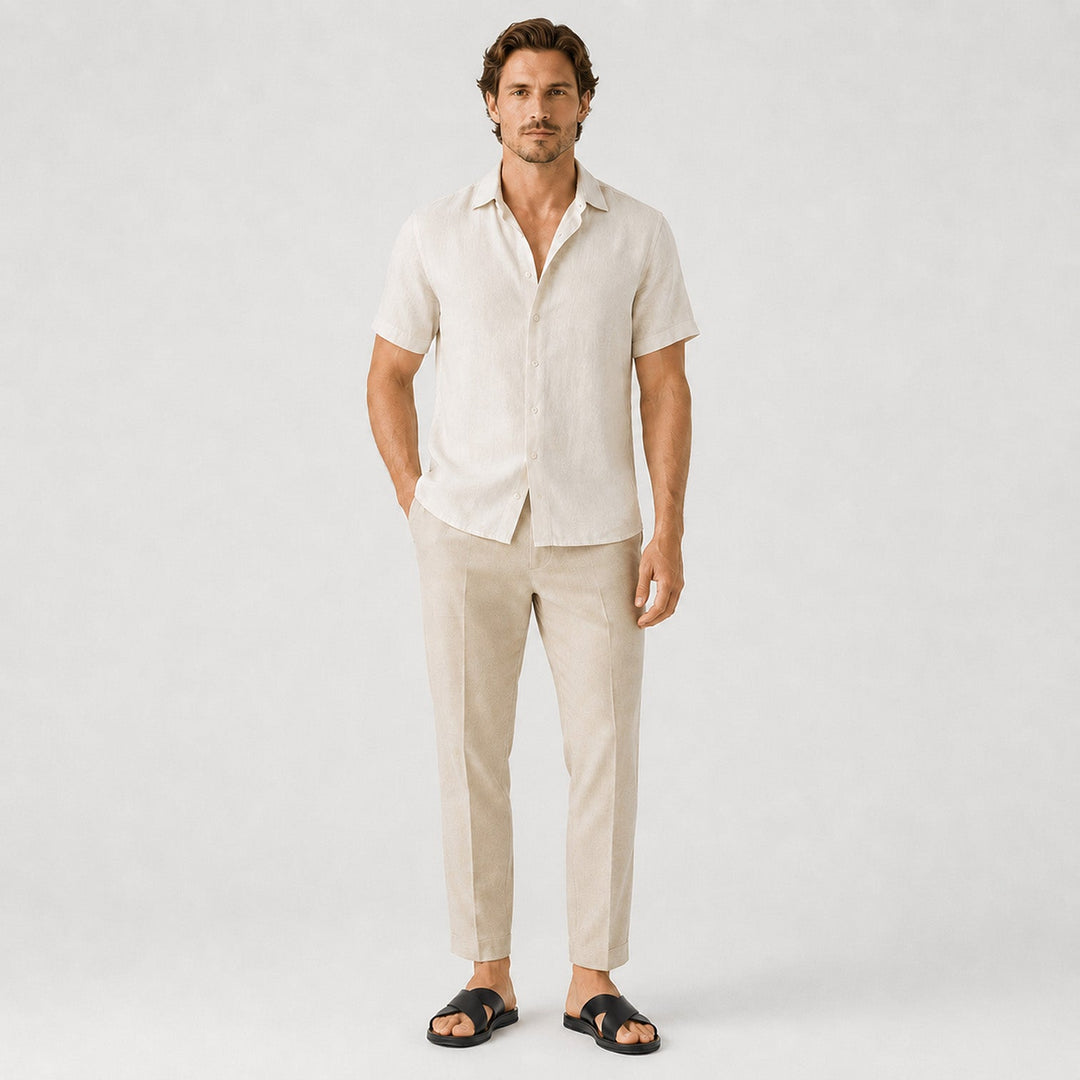 Mateo | Men’s Leather-Style Slides with Crossed Straps and Non-Slip Sole