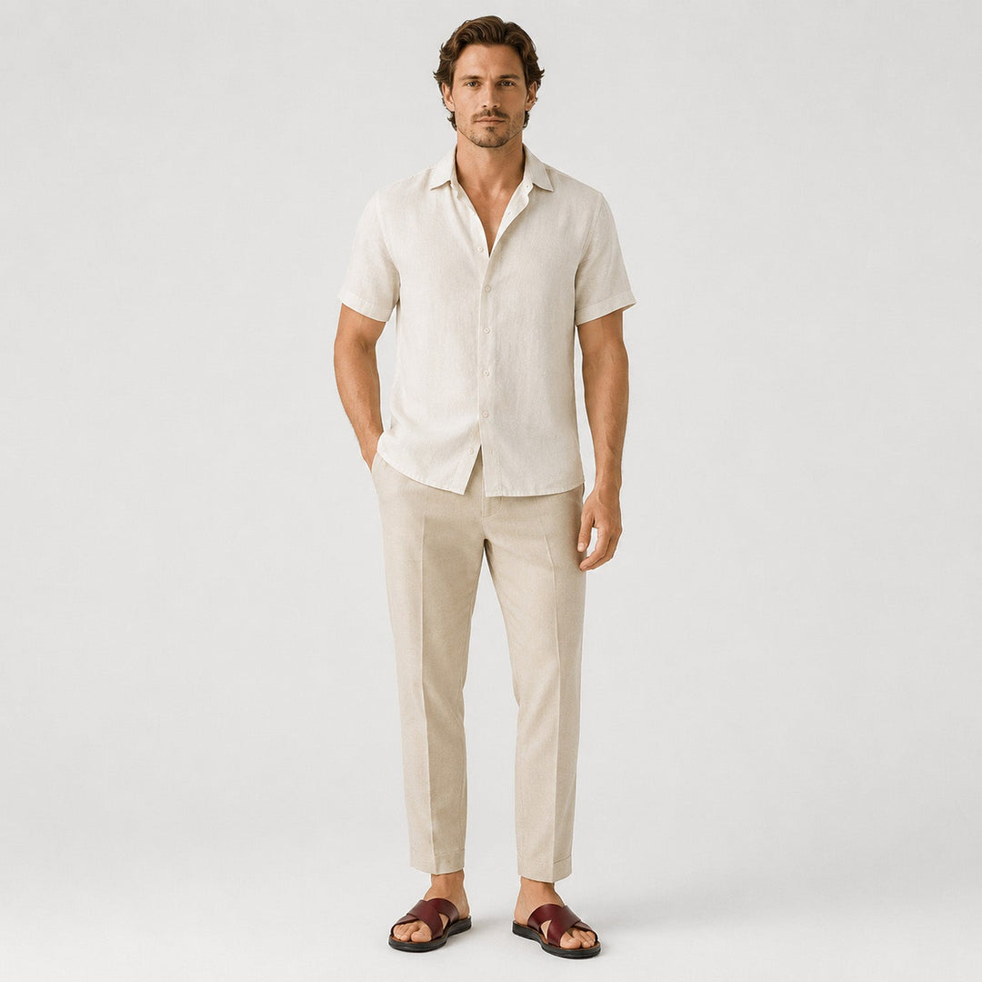 Mateo | Men’s Leather-Style Slides with Crossed Straps and Non-Slip Sole