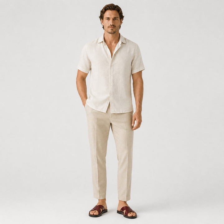 Mateo | Men’s Leather-Style Slides with Crossed Straps and Non-Slip Sole