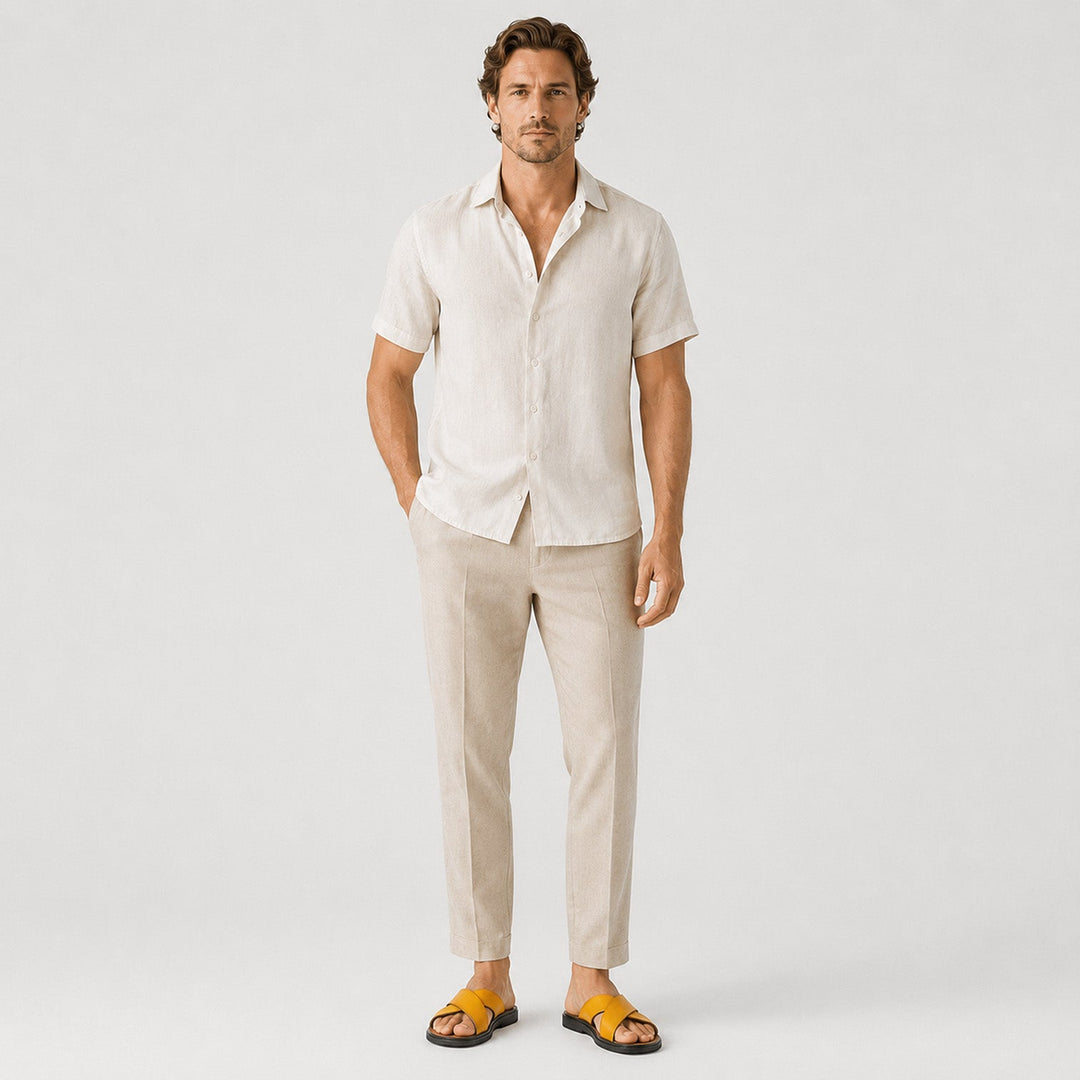 Mateo | Men’s Leather-Style Slides with Crossed Straps and Non-Slip Sole