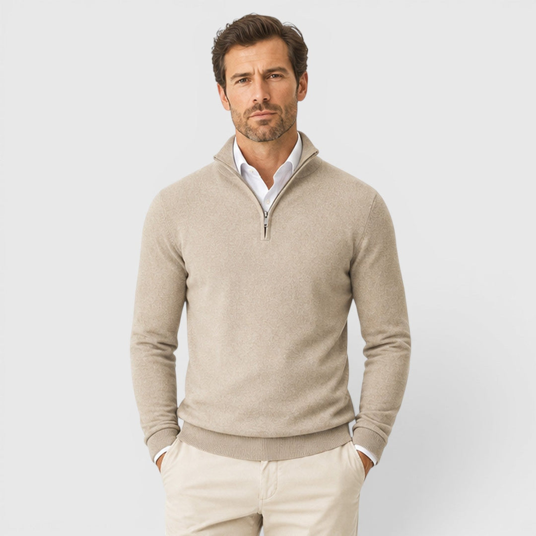 George | Męski Lekki Sweter z Zamkiem pod Szyją
