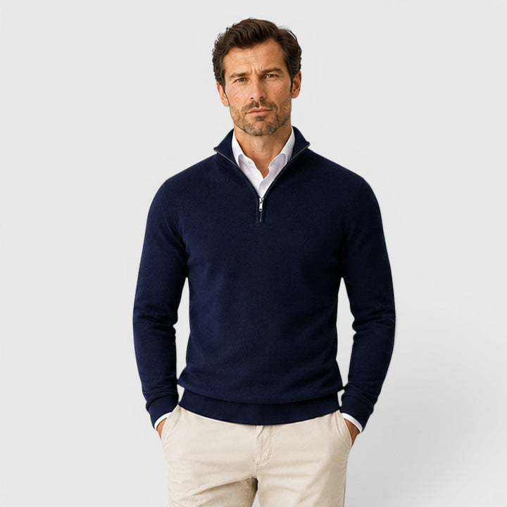 George | Męski Lekki Sweter z Zamkiem pod Szyją