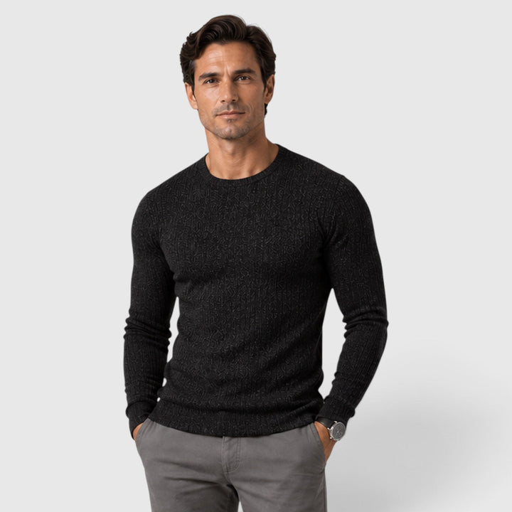 Lucas | Men's Ribbed Sweater with a Crew Neck and Regular Fit