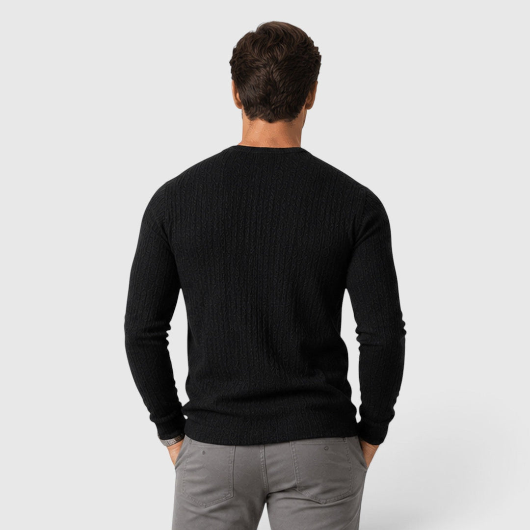 Lucas | Men's Ribbed Sweater with a Crew Neck and Regular Fit