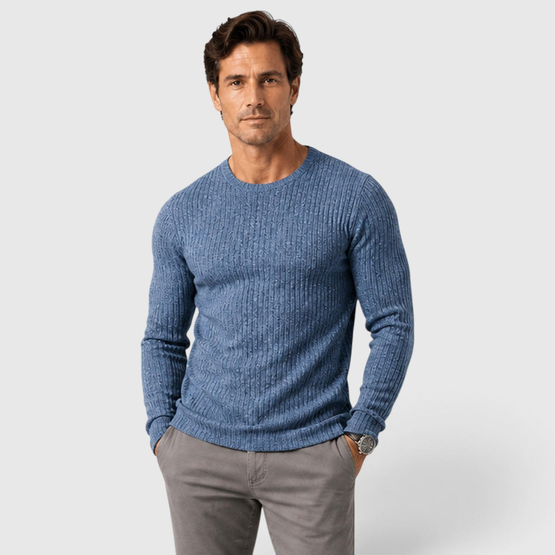 Lucas | Men's Ribbed Sweater with a Crew Neck and Regular Fit
