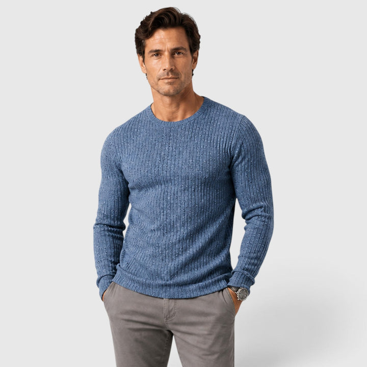 Lucas | Men's Ribbed Sweater with a Crew Neck and Regular Fit