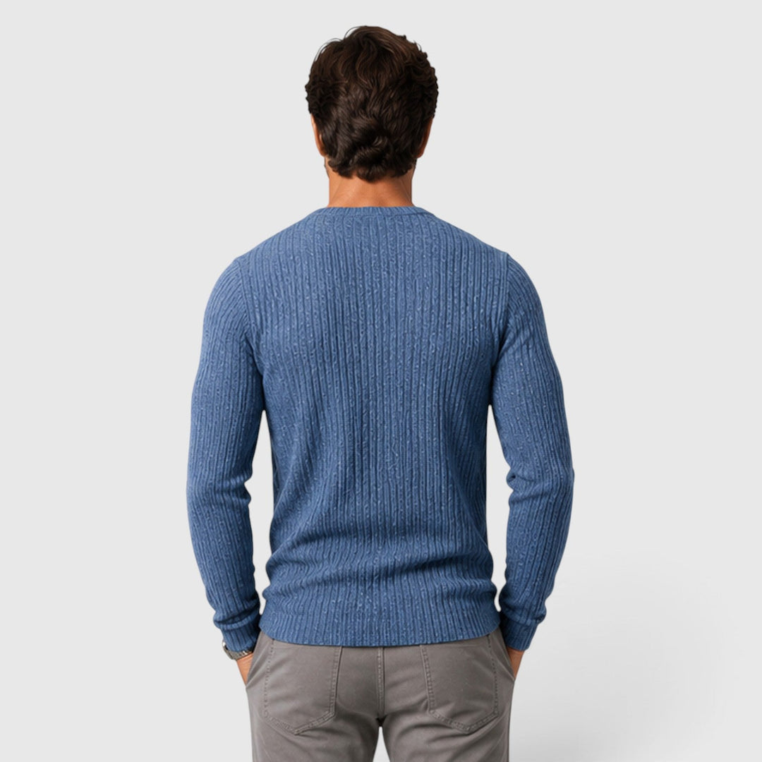 Lucas | Men's Ribbed Sweater with a Crew Neck and Regular Fit