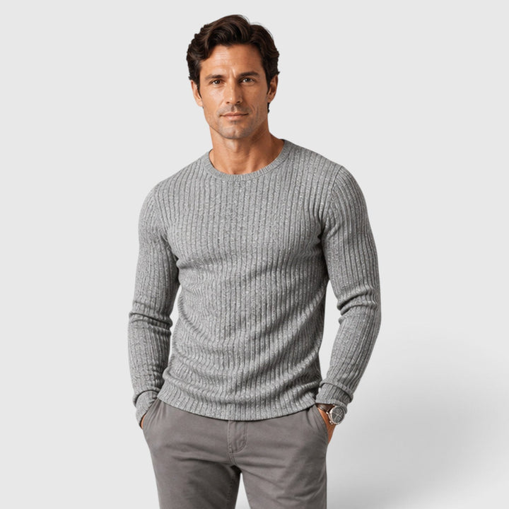 Lucas | Men's Ribbed Sweater with a Crew Neck and Regular Fit