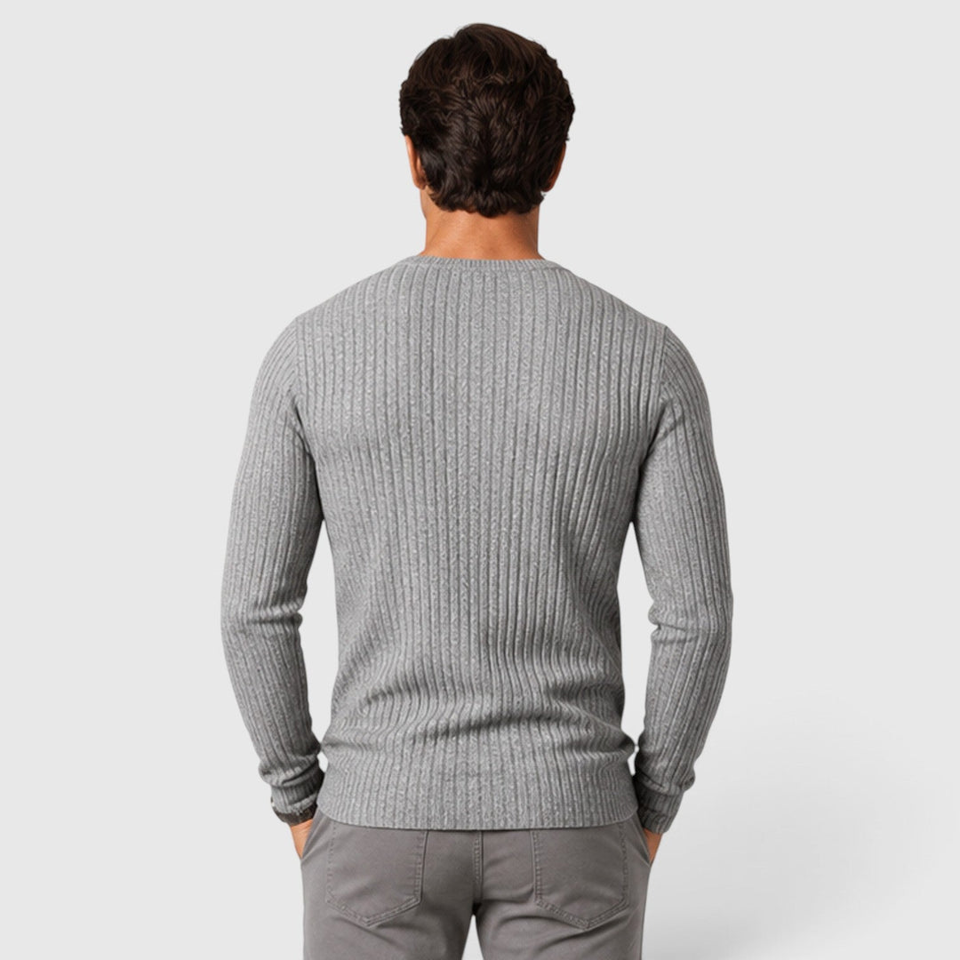 Lucas | Men's Ribbed Sweater with a Crew Neck and Regular Fit