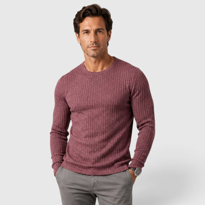 Lucas | Men's Ribbed Sweater with a Crew Neck and Regular Fit
