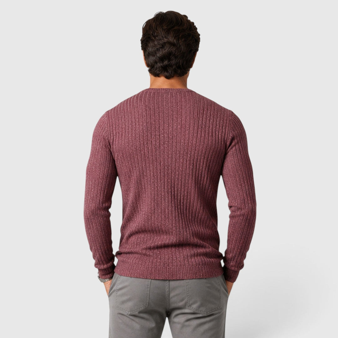 Lucas | Men's Ribbed Sweater with a Crew Neck and Regular Fit