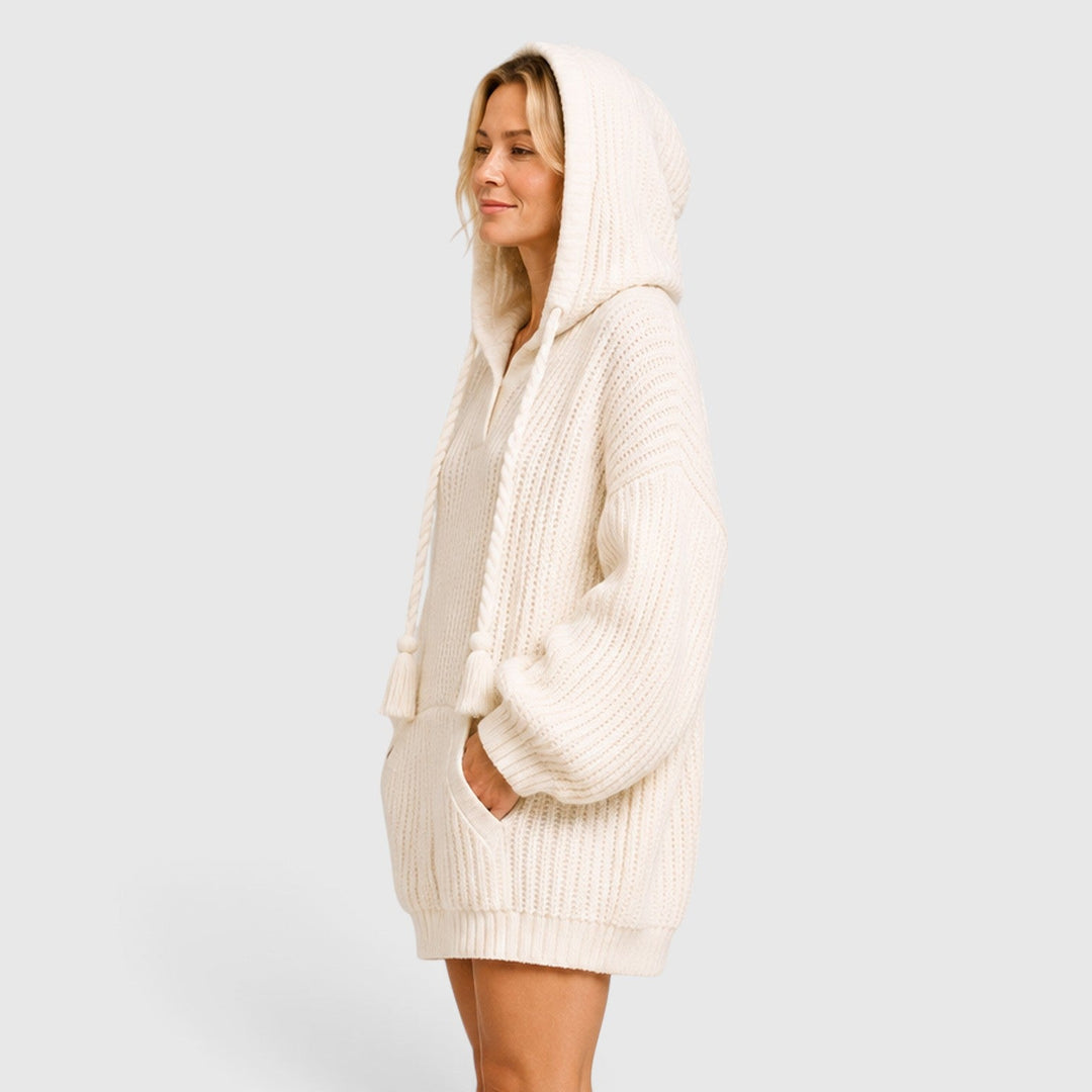 Livia | Women’s Oversized Knit-Style Sweater with Hood and Loose Fit