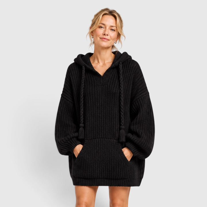Livia | Women’s Oversized Knit-Style Sweater with Hood and Loose Fit