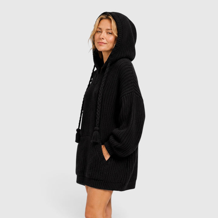 Livia | Women’s Oversized Knit-Style Sweater with Hood and Loose Fit