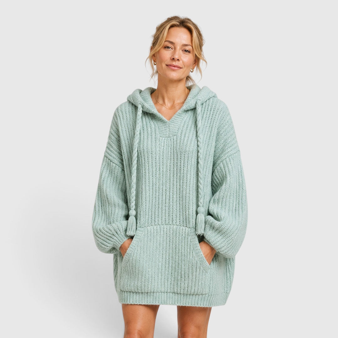 Livia | Women’s Oversized Knit-Style Sweater with Hood and Loose Fit