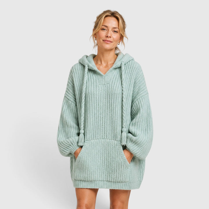 Livia | Women’s Oversized Knit-Style Sweater with Hood and Loose Fit