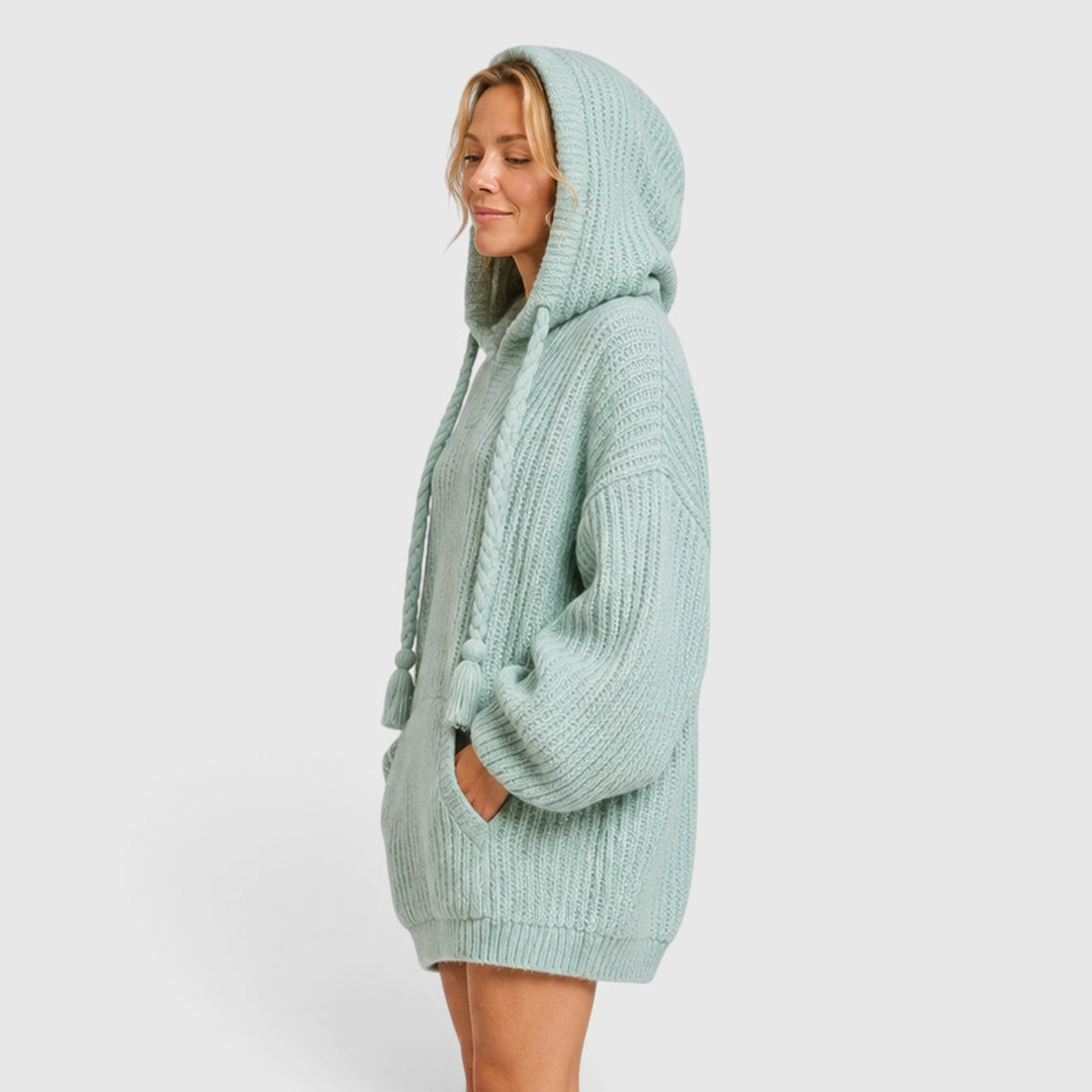 Livia | Women’s Oversized Knit-Style Sweater with Hood and Loose Fit