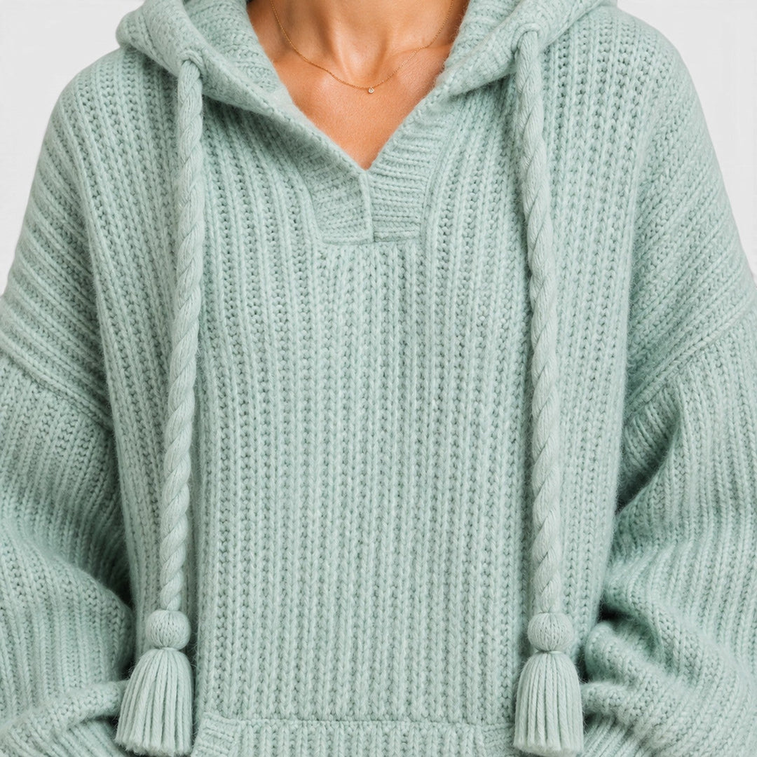 Livia | Women’s Oversized Knit-Style Sweater with Hood and Loose Fit