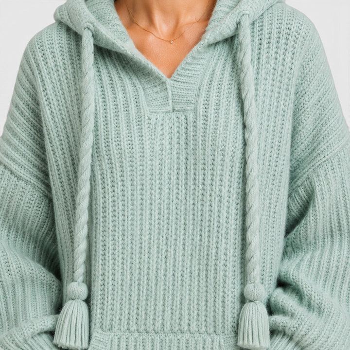 Livia | Women’s Oversized Knit-Style Sweater with Hood and Loose Fit
