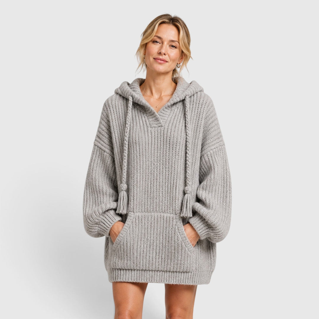 Livia | Women’s Oversized Knit-Style Sweater with Hood and Loose Fit
