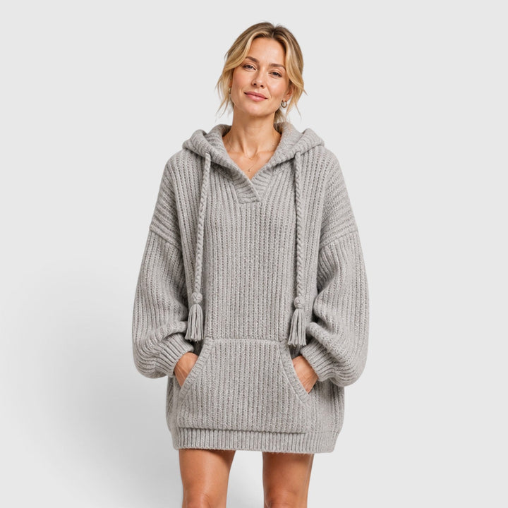 Livia | Women’s Oversized Knit-Style Sweater with Hood and Loose Fit