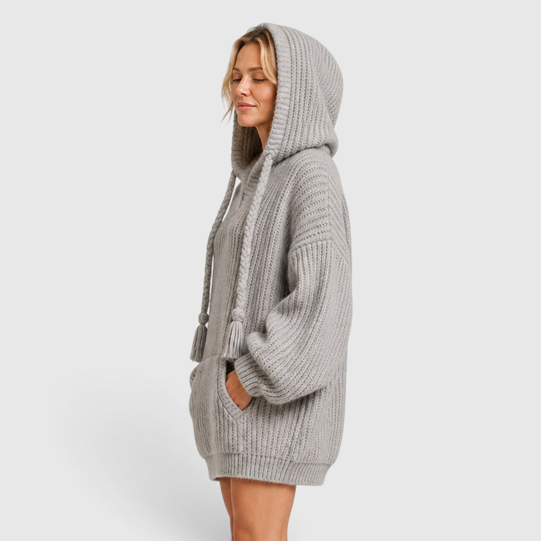 Livia | Women’s Oversized Knit-Style Sweater with Hood and Loose Fit