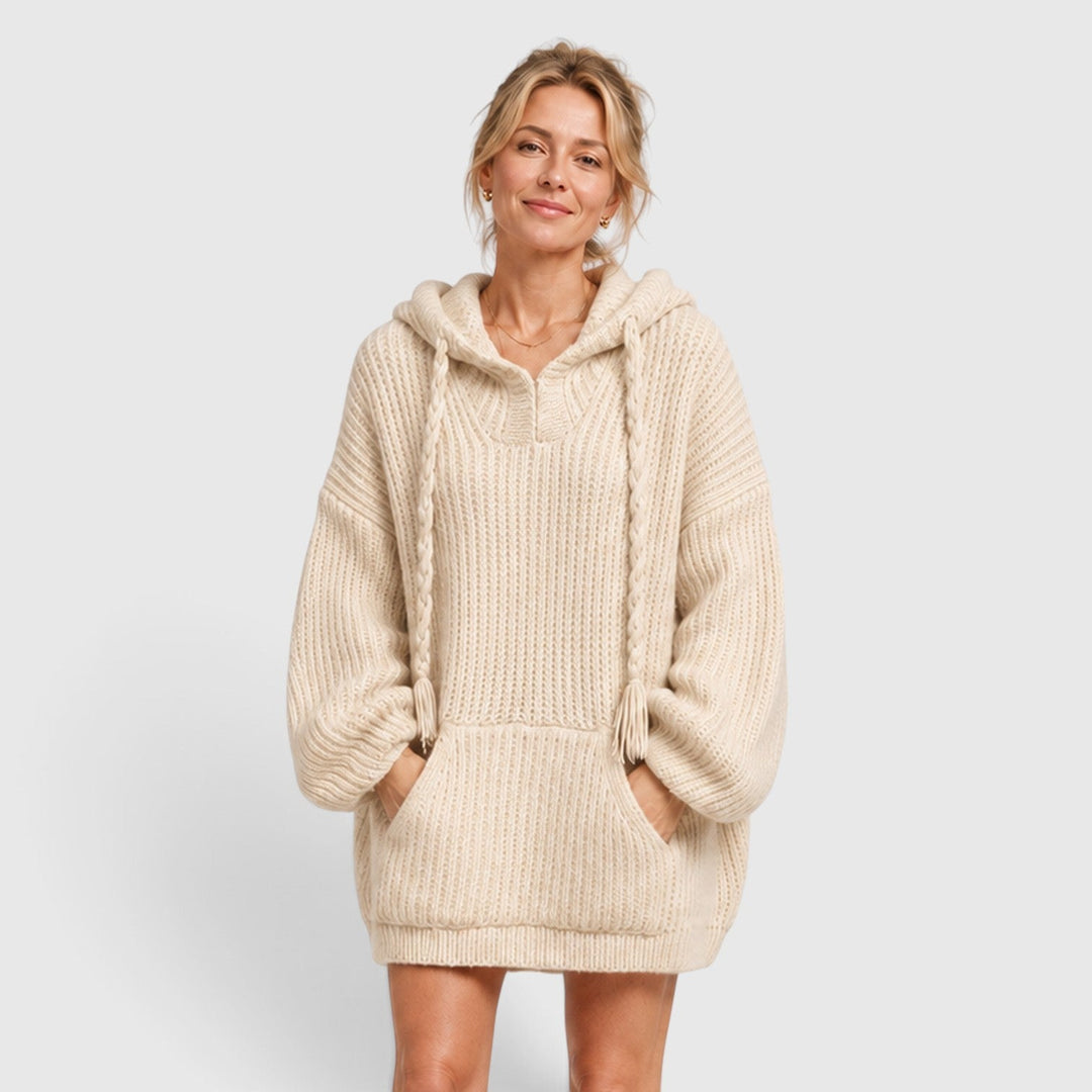 Livia | Women’s Oversized Knit-Style Sweater with Hood and Loose Fit