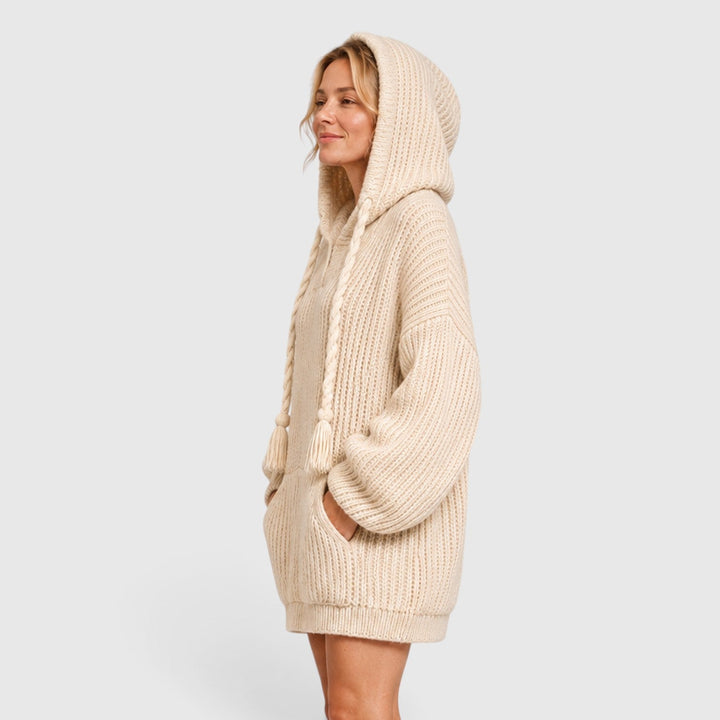 Livia | Women’s Oversized Knit-Style Sweater with Hood and Loose Fit