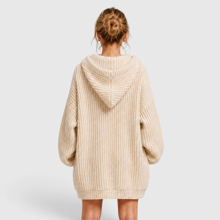Livia | Women’s Oversized Knit-Style Sweater with Hood and Loose Fit