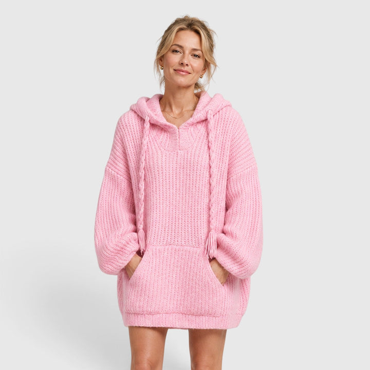 Livia | Women’s Oversized Knit-Style Sweater with Hood and Loose Fit