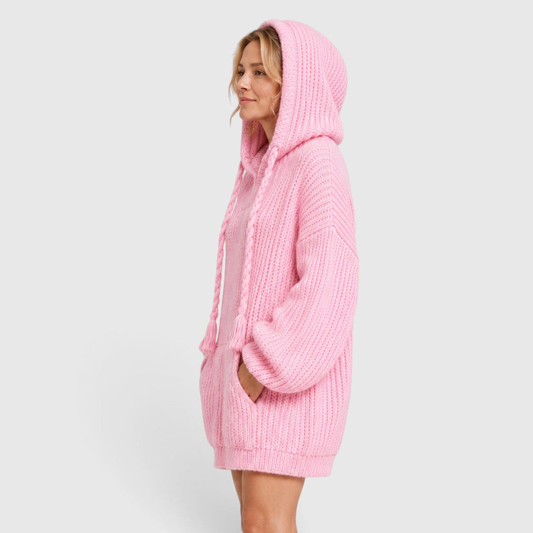 Livia | Women’s Oversized Knit-Style Sweater with Hood and Loose Fit